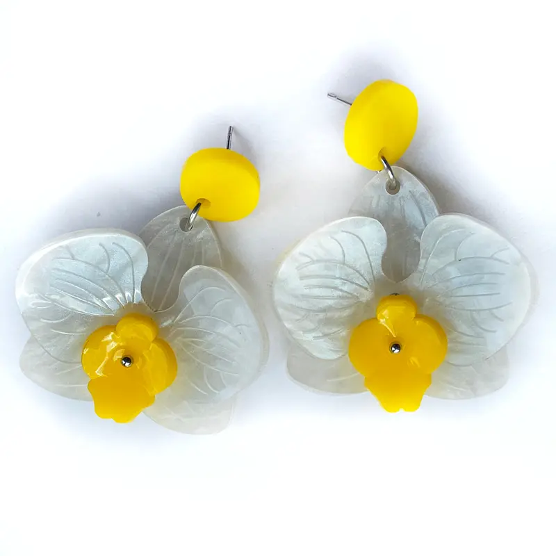 Yellow Orchid Earrings