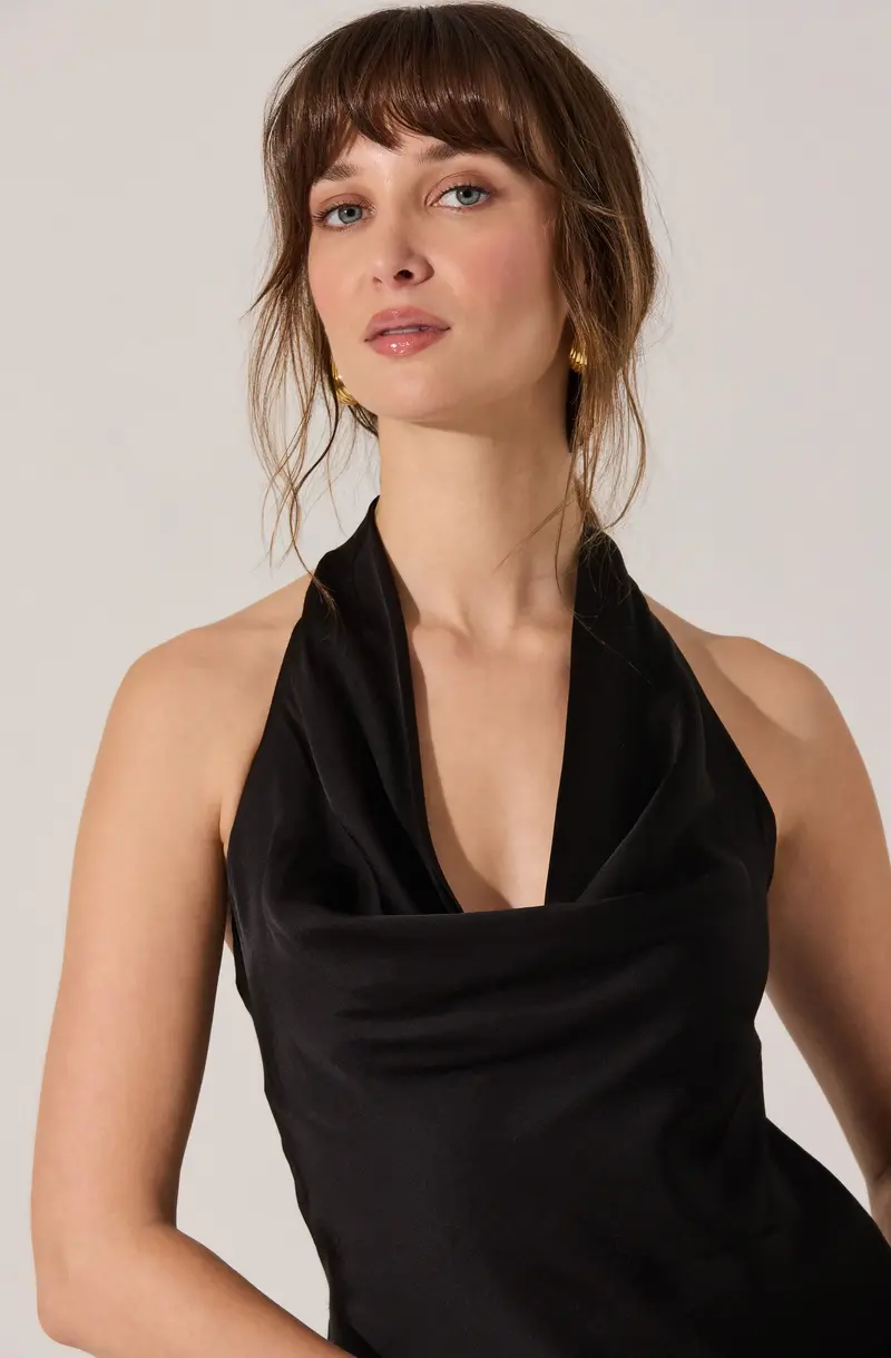 Zelenka Halter-Style Cowl Neck Top