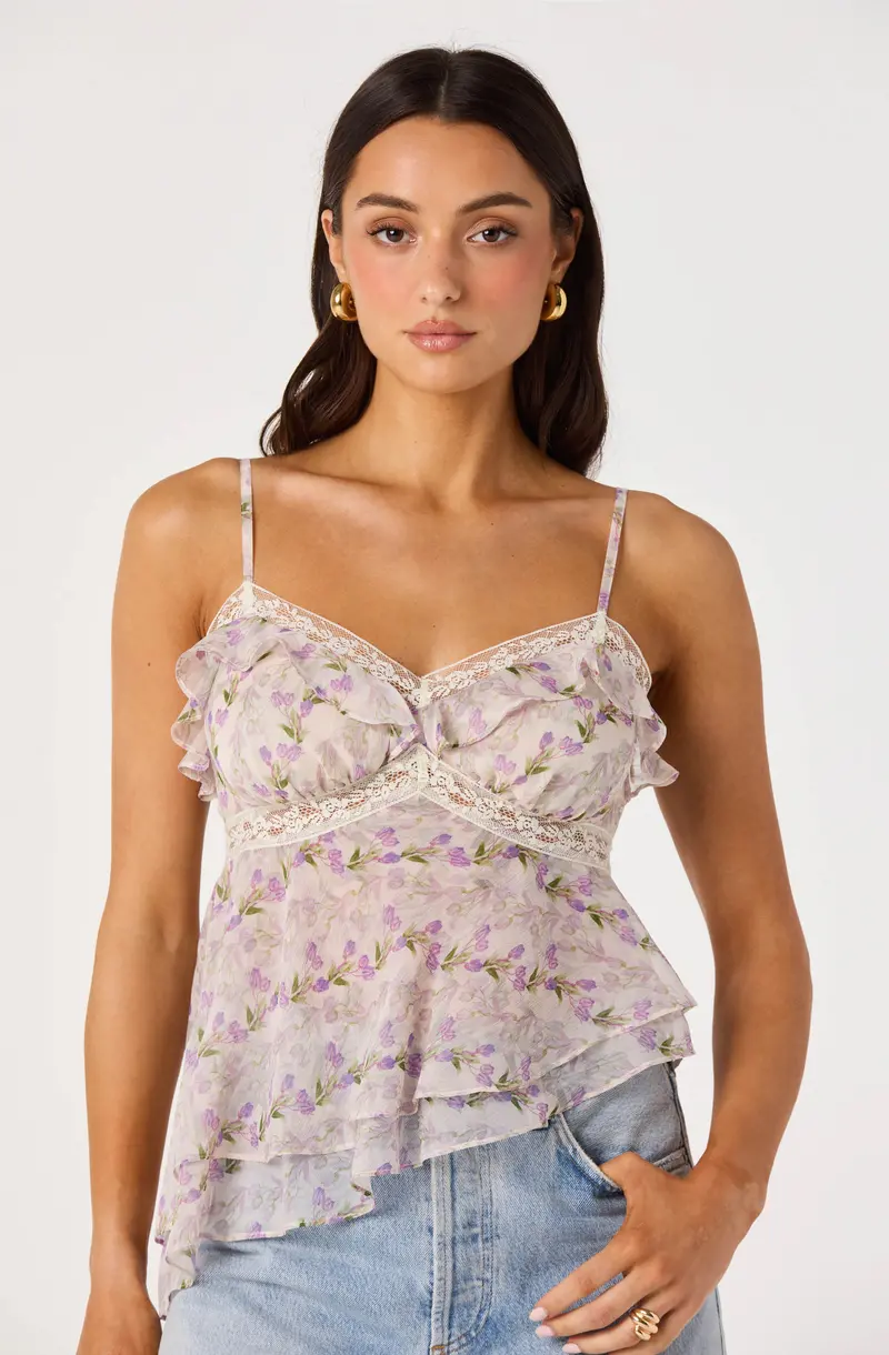 Zissel Lace-Trimmed Lightweight Tank Top