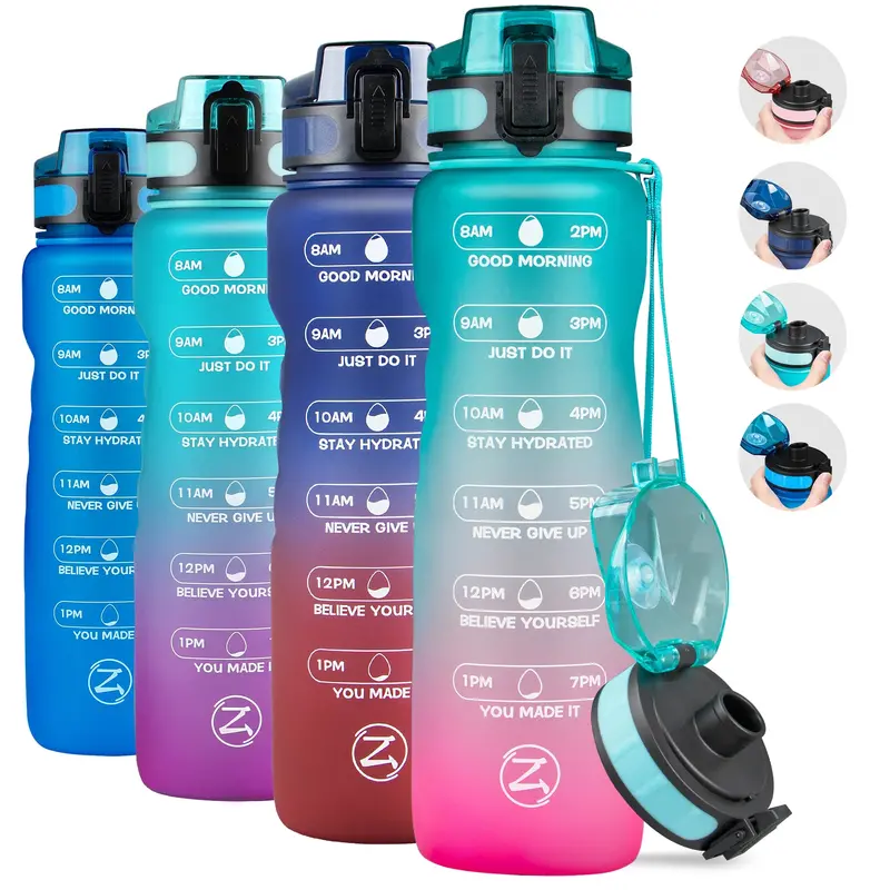 ZOMAKE 32oz Leakproof Motivational Water Bottle – BPA-Free Time-Marked Hydration Tumbler for Gym, Hiking & Daily Use