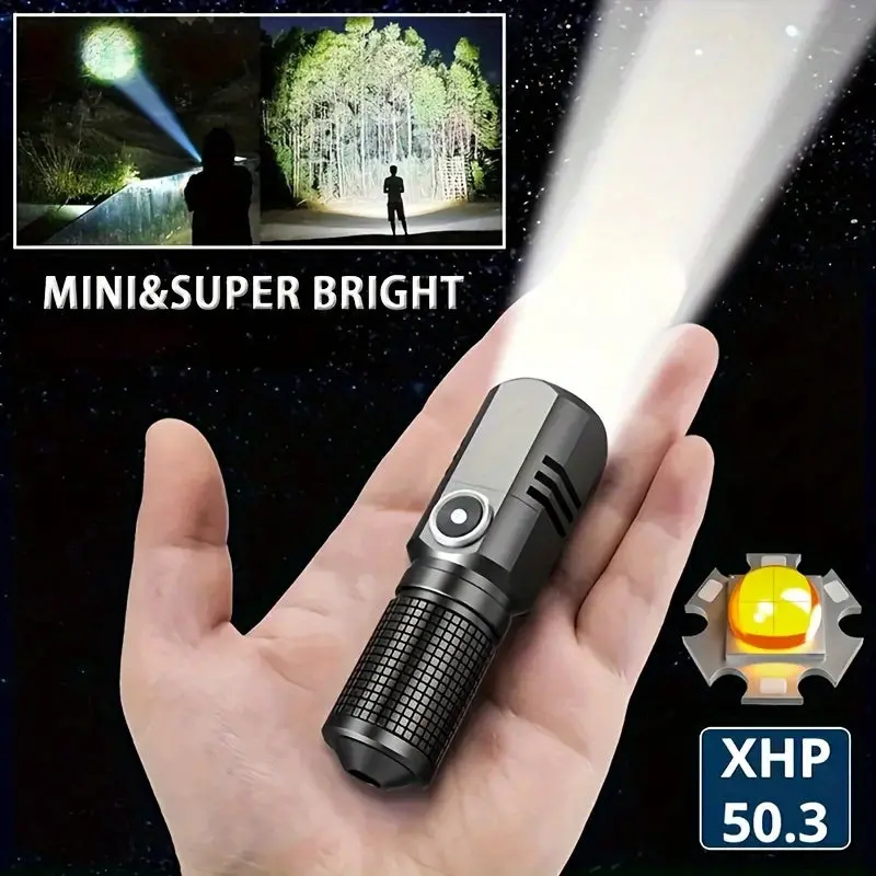 Zoomable Tactical Mini Flashlight – One-Touch Off, Adjustable Brightness & Extended Runtime for Home & Wilderness Emergencies